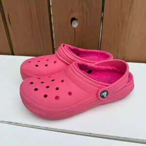 Crocs Pink Fuzzy Lined Clogs Size J3